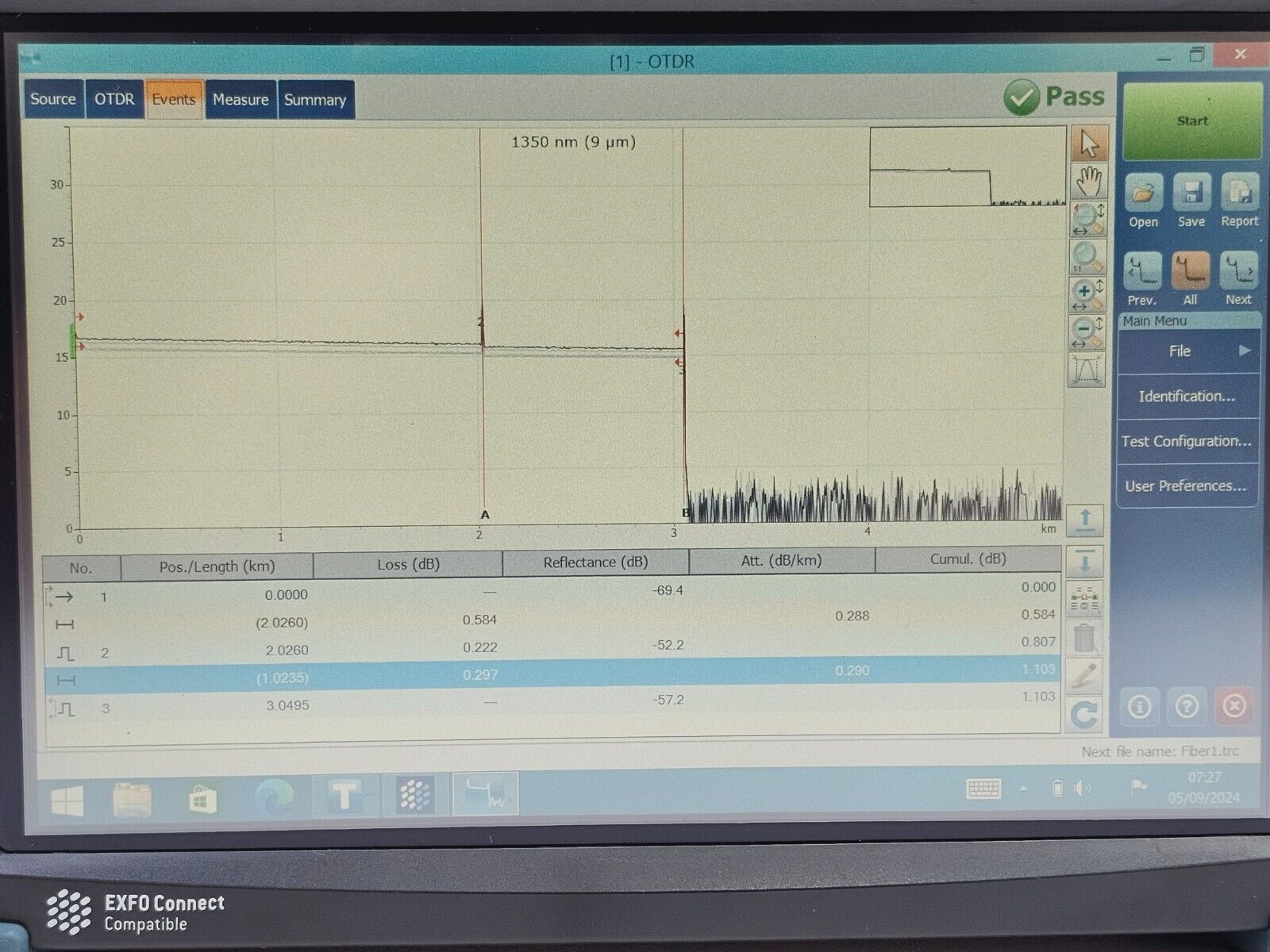 EXFO FTB-2 Pro Platform with FTB-7400E 1350 - 1610 nm Multi-Wavelength OTDR iOLM