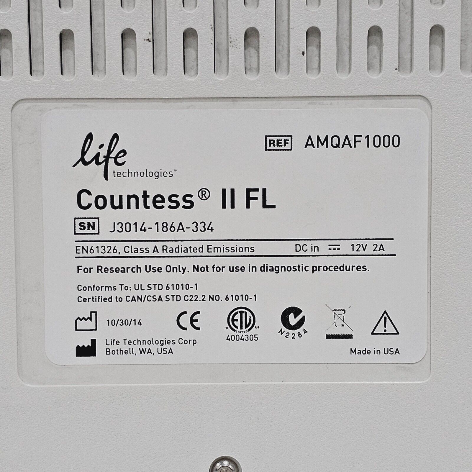 Life Technologies Countess II FL Automated Cell Counter AMQAF1000