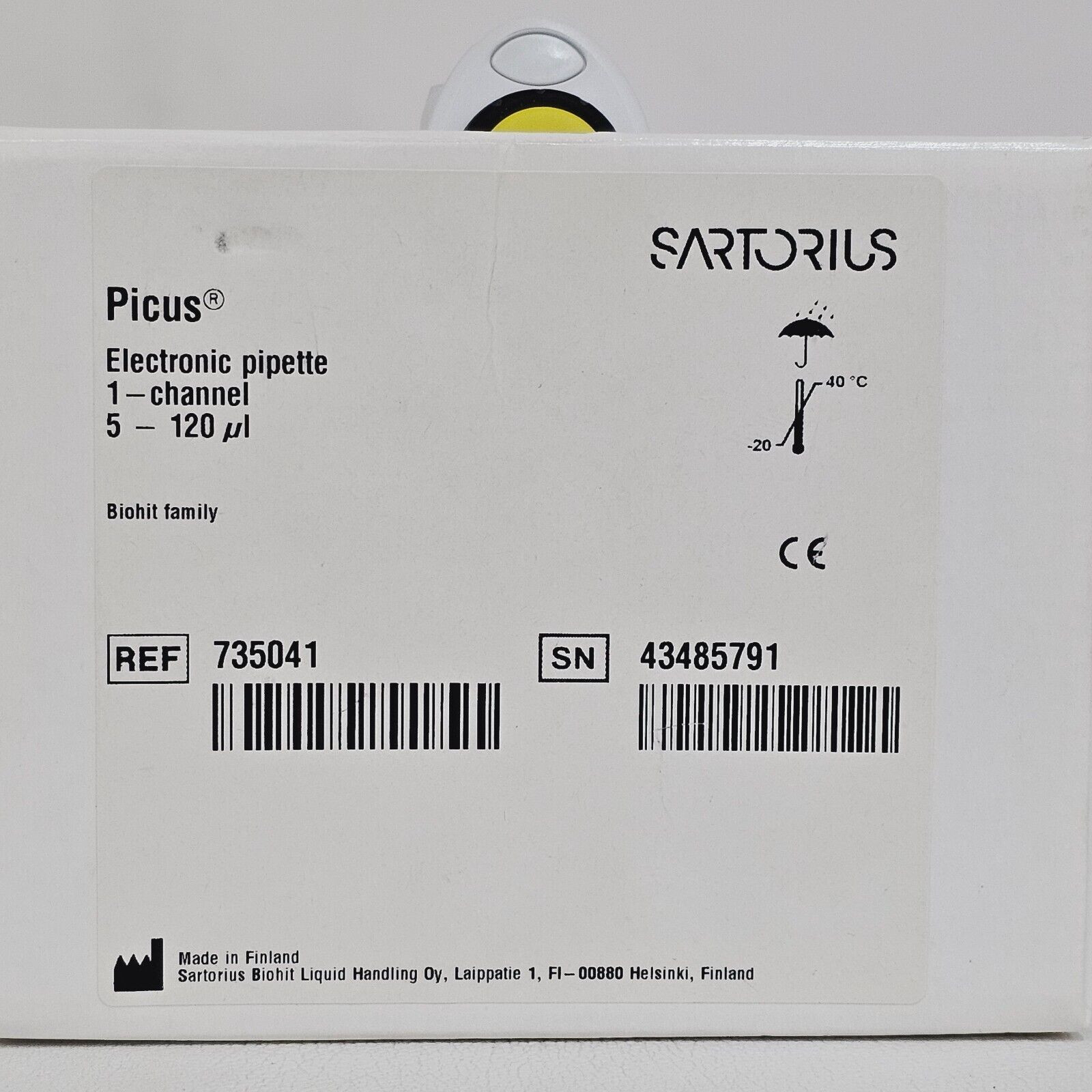 New Picus NXT Sartorius 1-Channel Electronic Pipette 5- 120 μl 735041