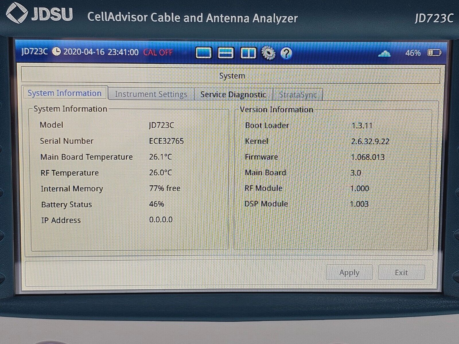 Viavi JDSU JD723C CellAdvisor Base Station Analyzer 2.7 GHz with JD72450509 OSL