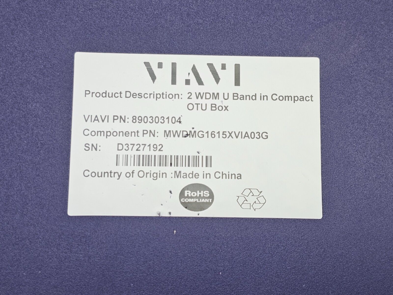 Viavi JDSU 2 WDM U Band In Compact OTU Box 890303104