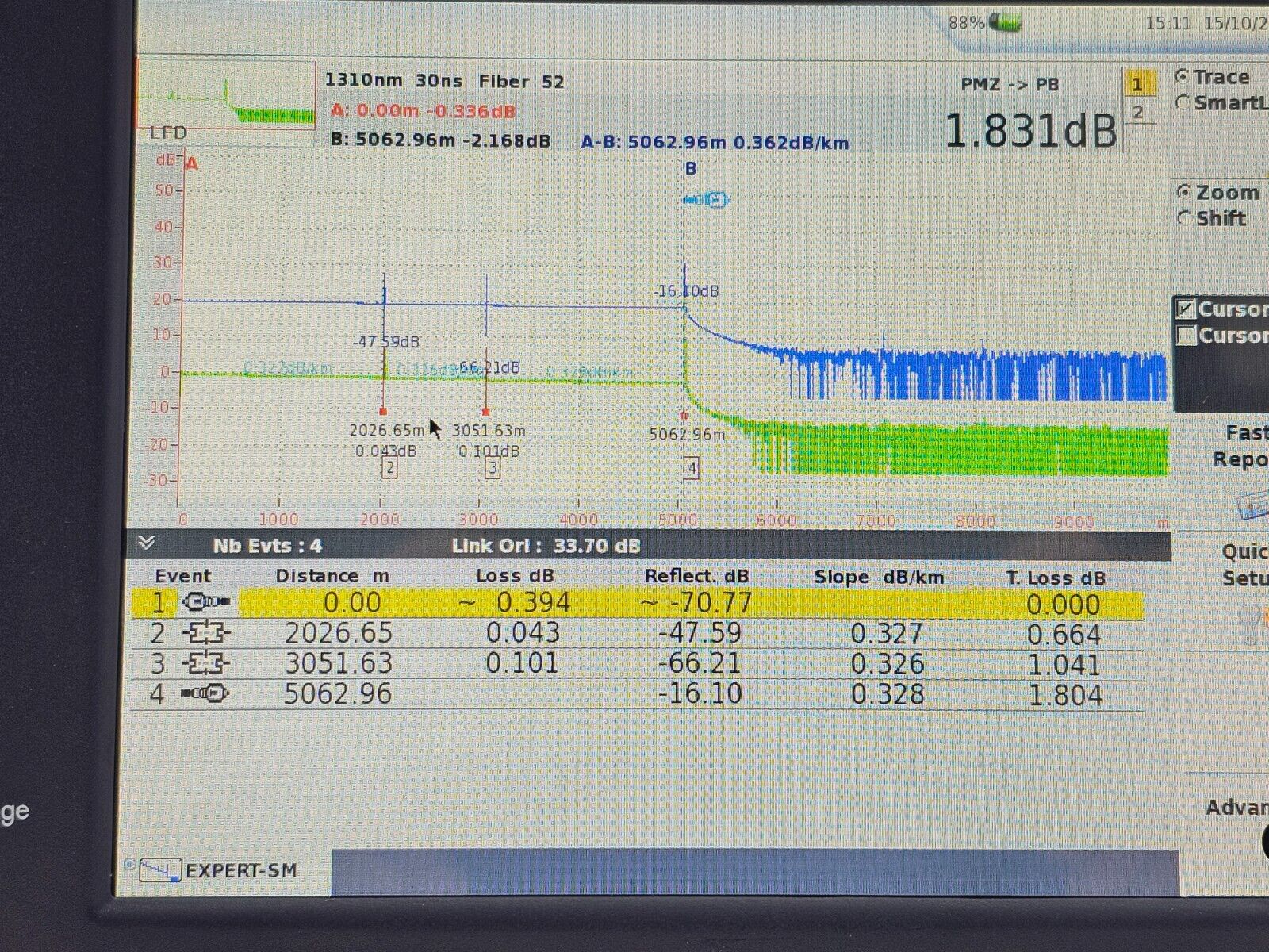 Viavi JDSU MTS 6000AV2 + 8126 B SM OTDR Module 1310/1550nm E8126B APC-FC