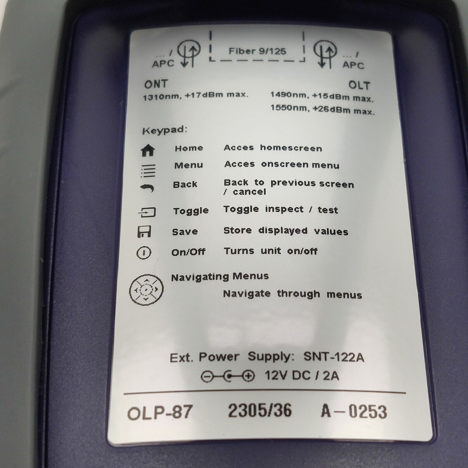 Viavi JDSU OLP-87 2305/36 PON Power Meter 1310/1490/1550 nm OLT ONT