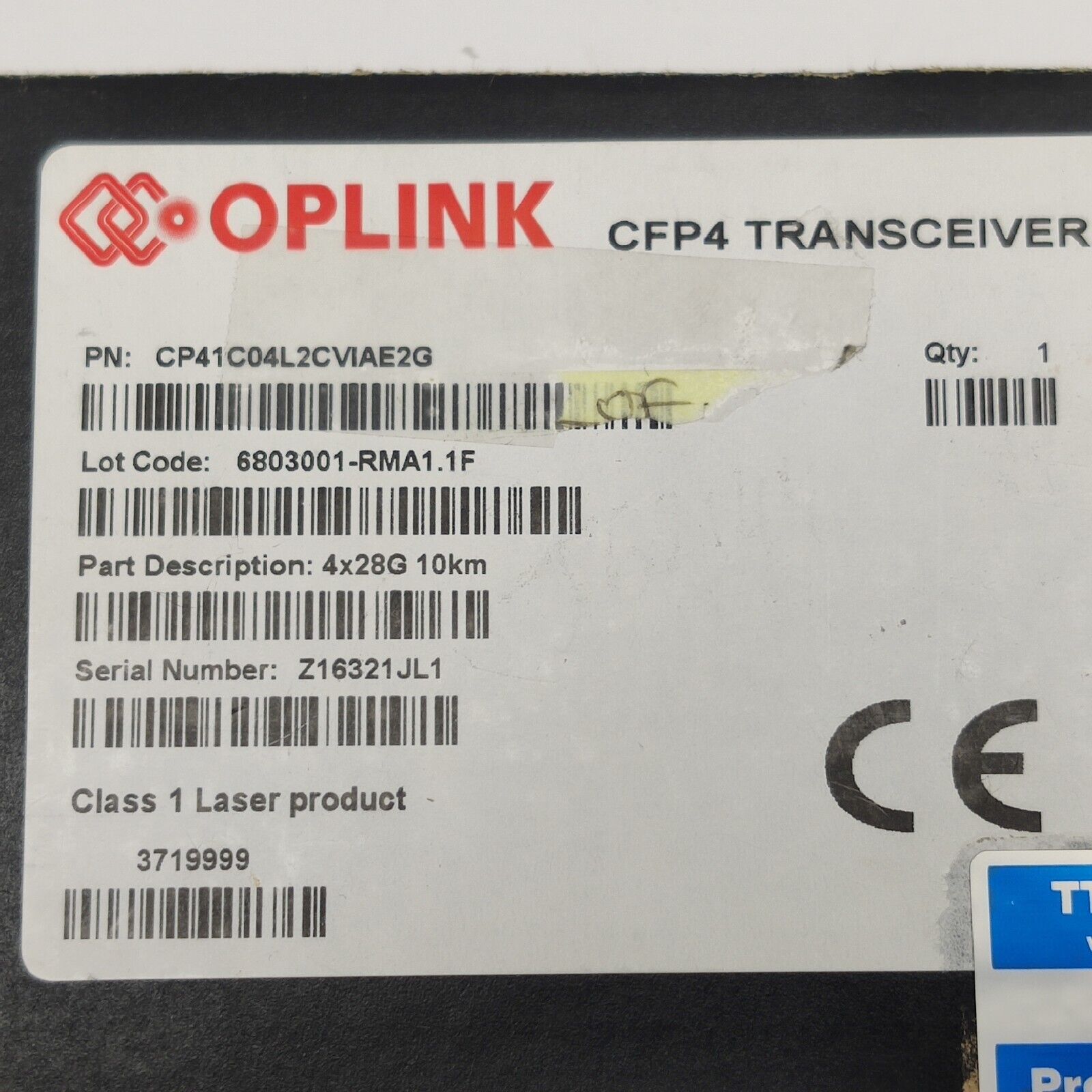 Viavi Oplink CCFP4-112G-3-4 CFP4 Transceiver 4x28G 10km CP41C04L2CVIAE2G