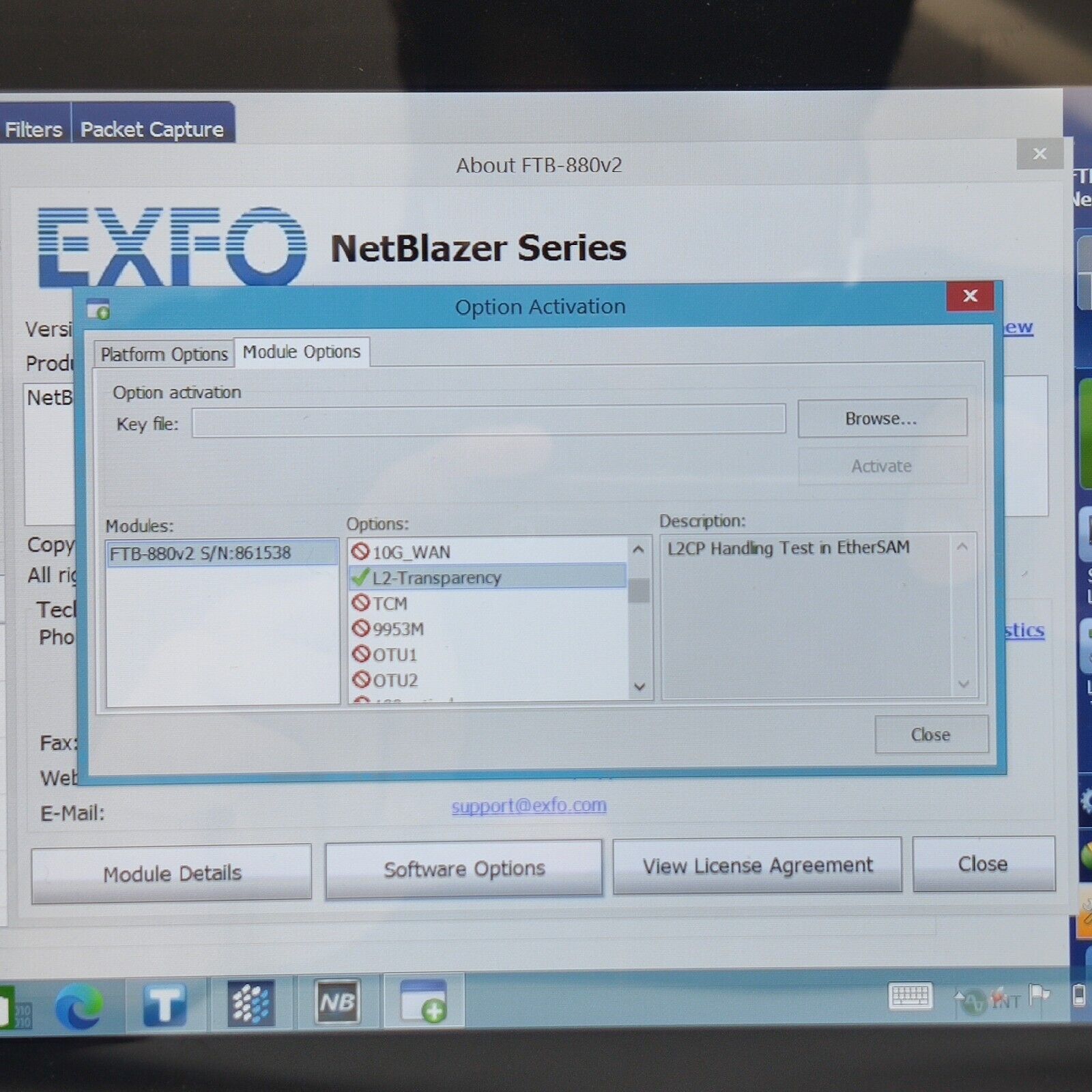 EXFO FTB-1 Pro w/ FTB-880v2 NetBlazer OTN ODU SDH SONET PDH L2-Transparency 52M