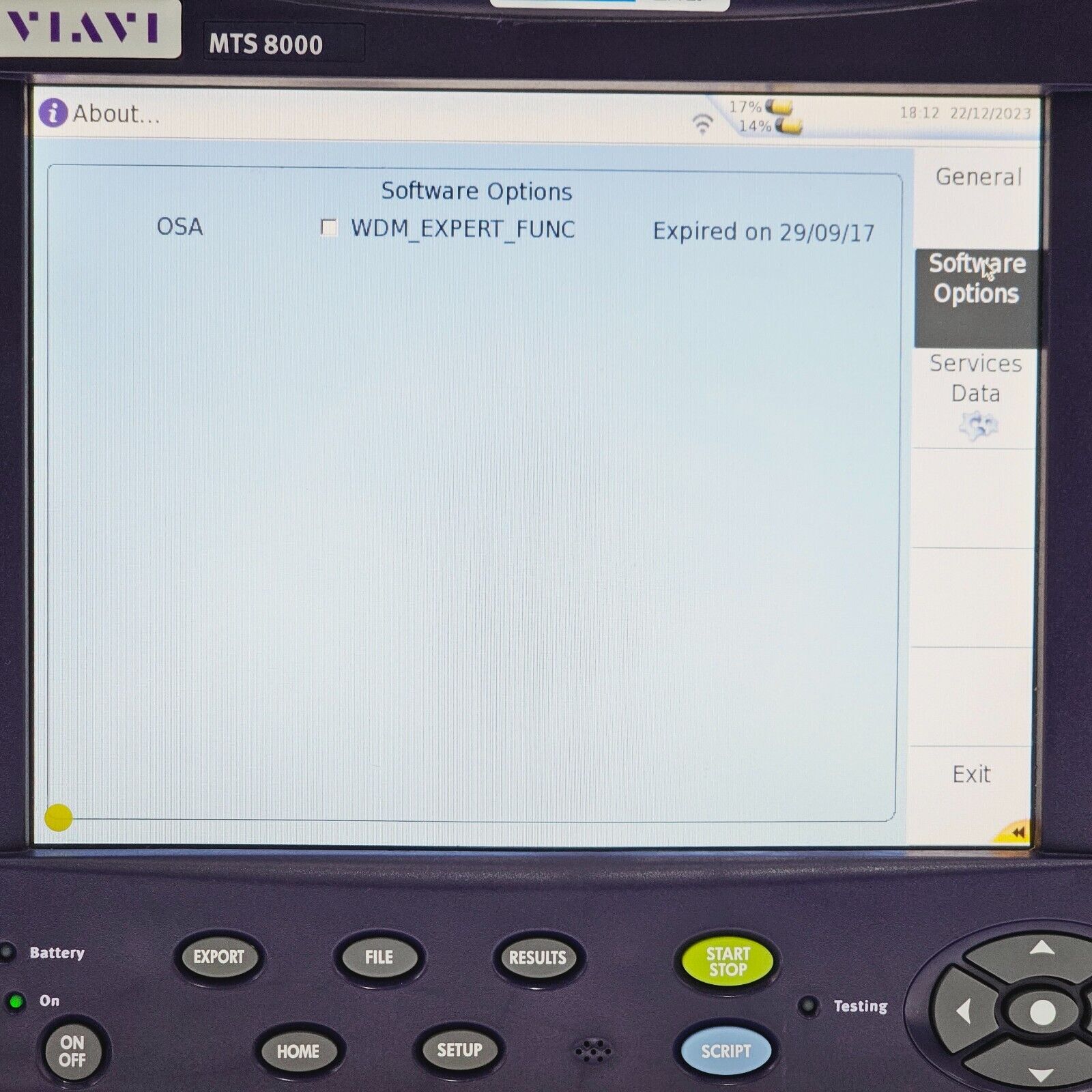 JDSU Viavi MTS 8000E VFL PM w/ OSA-500 2281/91.51 Optical DWDM Analyzer