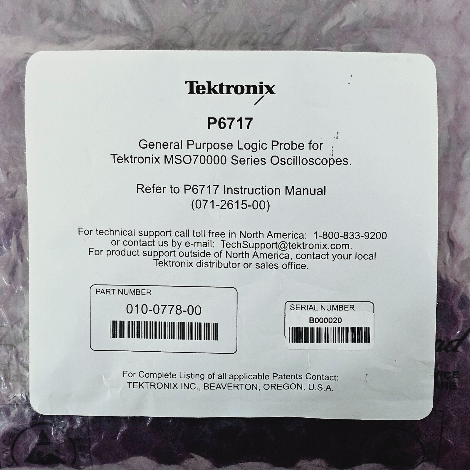 Tektronix TEK P6717 17 Ch General Purpose Logic Probe For MSO70000 Oscilloscopes