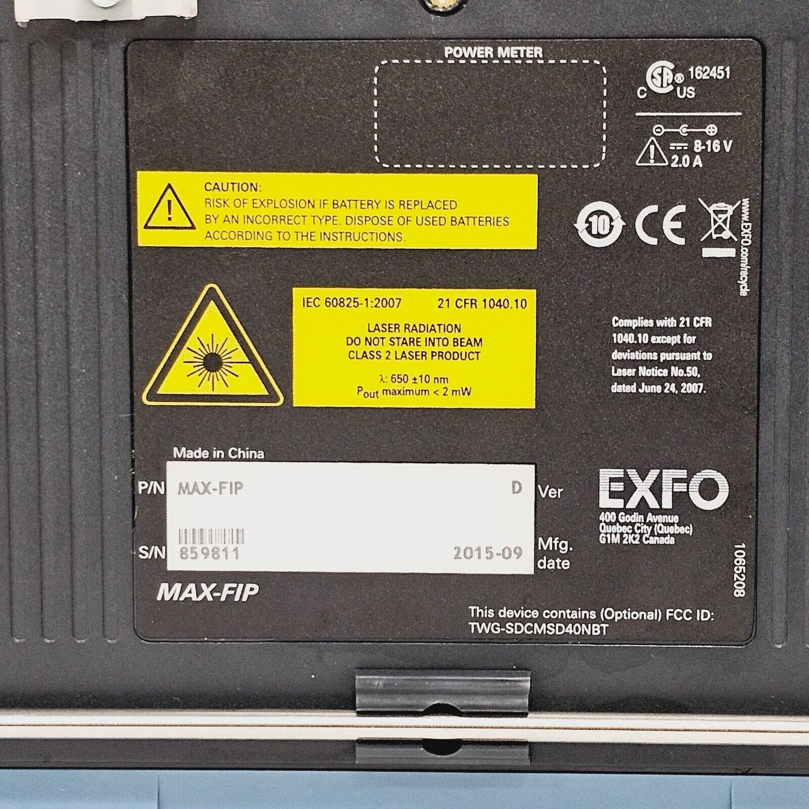 EXFO MaxTester MAX-FIP Fiber Optic Certifier Mainframe