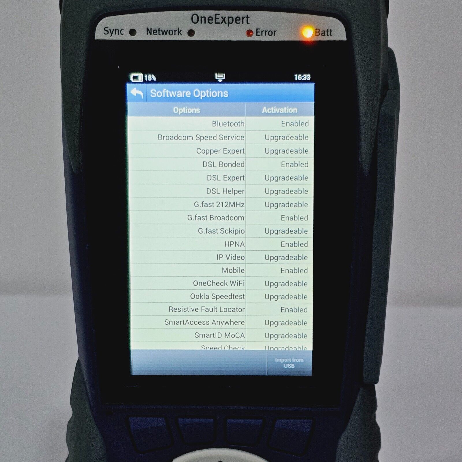 Viavi Calibrated OneExpert ONX-580 DSL Bonded G.fast Broadcom V35B Profile