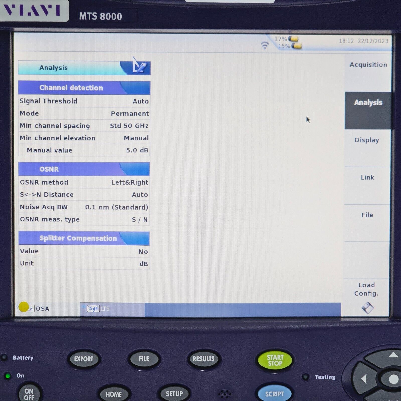 JDSU Viavi MTS 8000E VFL PM w/ OSA-500 2281/91.51 Optical DWDM Analyzer