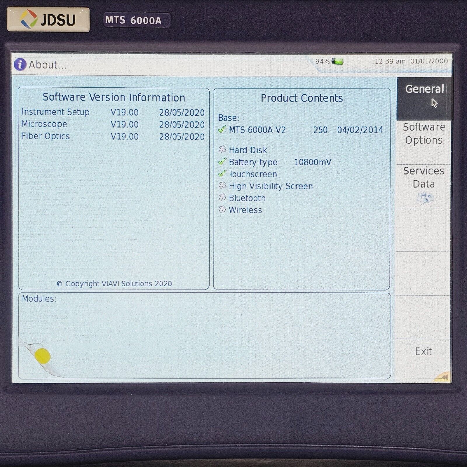 Viavi JDSU 6000A V2 Mainframe w/ Module Carrier