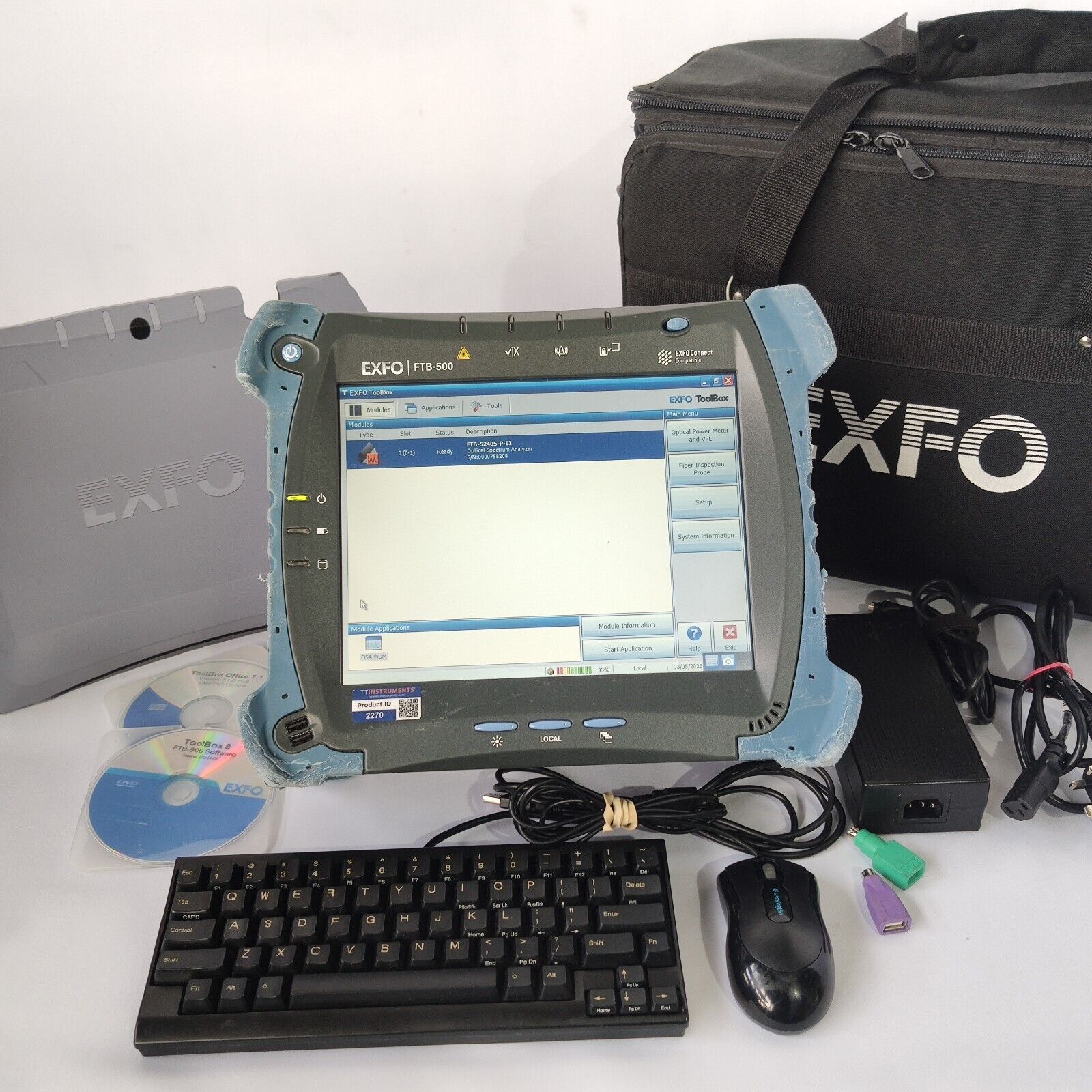 EXFO FTB-500 Mainframe w/ FTB-5240S-P OSA Optical Spectrum Analyzer 1250-1650 nm